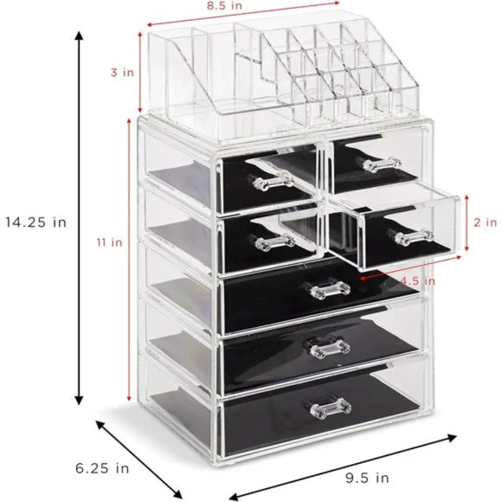 Clear Cosmetic Makeup Organizer - Make Up & Jewelry Storage, Case & Display